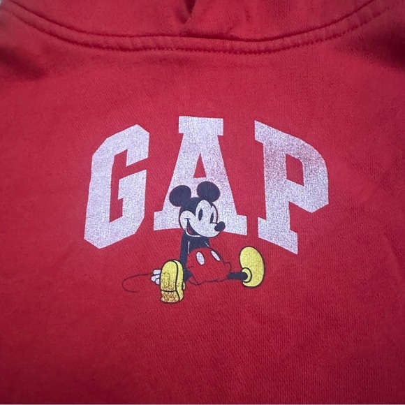Gap x Disney Red Mickey Mouse Graphic Hoodie Sweatshirt Kids Size Small - Picture 4 of 14